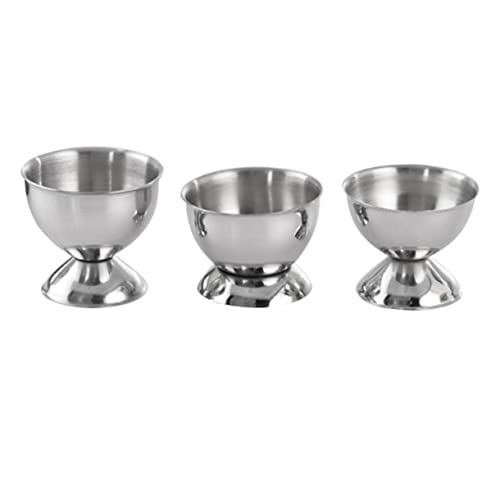 Mikinona 3pcs Stainless Steel Egg Holder Creative Egg Cup Egg Tray Stainless Steel Egg Rack Silver