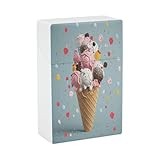 Sweet Ice Cream Cigarette Case Stylish Lightweight Pocket Holder Case for Smoke Waterproof Cigarette Dispenser Cigarettes Accessories for Outdoor Camping Hiking