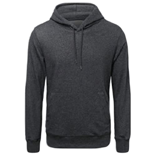 Maiyifu-GJ Men's Solid Athletic Hooded Sweatshirt Casual Long Sleeve Pullover Hoodie Comfy Sports Hoodies with Kanga Pocket (Dark Grey,X-Large)
