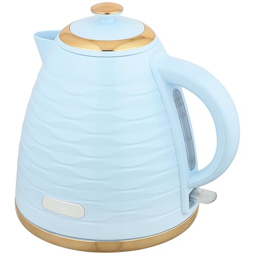 HOMCOM Electric Kettle 1.7L, Fast Boil, 3kW Cordless Water Kettle with Removable Washable Anti-scale Filter, UK Otter Thermostat, Auto Shut-off, 360° Swivel, BPA Free, Light Blue Water Ripple Texture