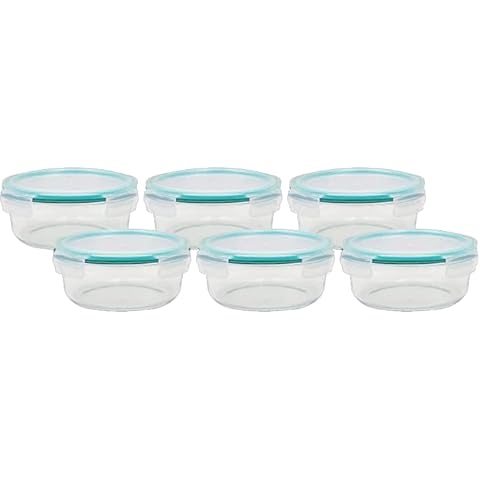 BOVADO USA 1 Cup Snap Tight Lids Glass Food Storage Containers (6 Pack) | Nonpourous Dishwasher, Freezer & Oven Safe Glass, Easy-Clean | Clear Lids Cover