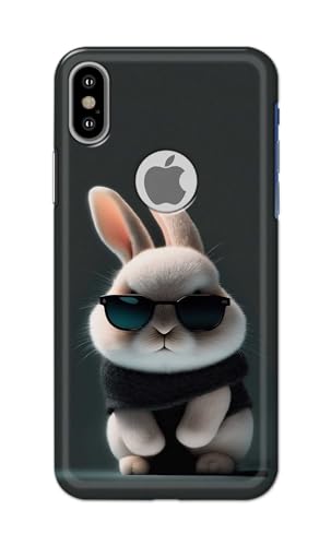 Image of PRINTFIDAA Printed Hard Back Cover Case for Apple iPhone X | iPhone 10 | iPhone Xs | iPhone 10s Logo View Back Cover (Cool Baby Rabbit) -112