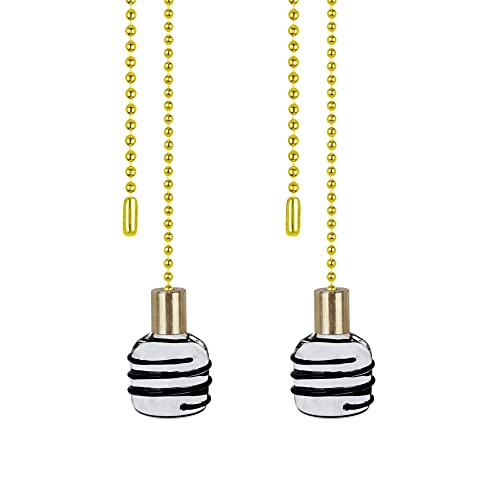 Image of Aspen Creative 20508-12, 12 inch Clear with Black Line Glass Knob Copper, 2 Pack Pull Chain, Clear & Black
