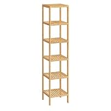 SONGMICS Badezimmerregal, Standregal aus Bambus, 33 x 33 x 178,5 cm