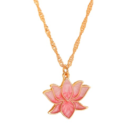 Image of Dainty Lotus Flower Pendant Necklace for Women Elegant Summer Flower Choker Fashion Outifts
