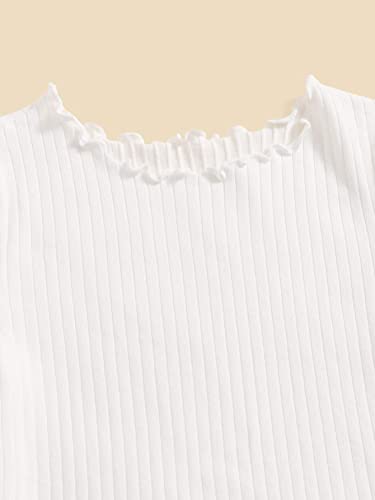 SHENHE Girl's Short Sleeve Ribbed Knit Lettuce Trim Crewneck T Shirt Tee Tops4