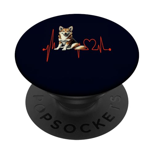 Norwegian Lundehund Dog Heartbeat EKG Funny Dog Mamá/Papá PopSockets PopGrip Intercambiable