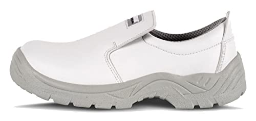 Work Team Zapato de Microfibra sin Cordones, Especial alimentación. Puntera de Acero Anti Impactos. Hombre Blanco 42