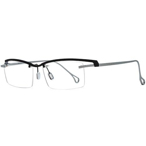 Image of FONEX Pure Titanium Glasses Frame Men Semi Rimless Square Eyeglasses Eyewear DTX416
