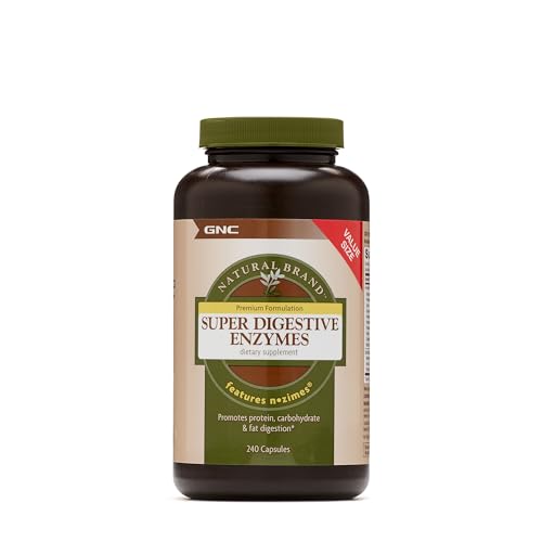 GNC Natural Brand Super Digestive Enzymes, Supports Protein, Carbohydrate and Fat Digestion, 240 Capsules