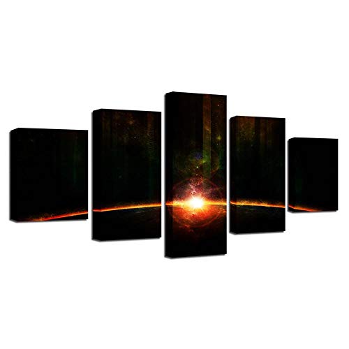 Image sur verre effet tableau mural Espoir dans le noir 5 pièces art déco moderne sans cadre