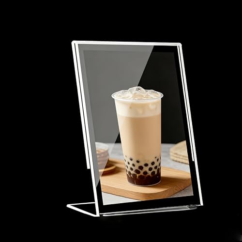 8 Stück A6 Aufsteller L Ständer A6 Tischaufsteller schräg, Thekenaufsteller Werbeaufsteller Menükartenhalter aus glasklarem Acrylglas perfekt für Zuhause, Büro, Geschäft, Restaurant(10,8 x 15,3 cm)