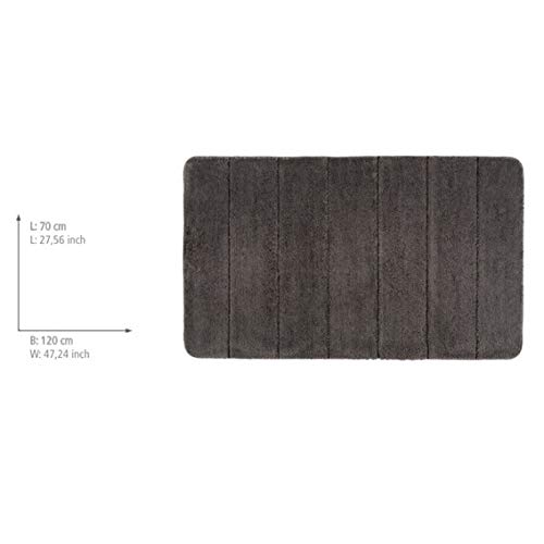 Wenko Bath Mat Steps Mouse Grey Bath Mat, Anti Slip, Extraordinary – Soft and Thick Polyester, Grey, 120 x 70 x 100 cm