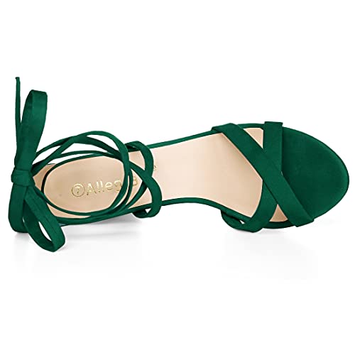 Allegra K Allegra K Women Open Toe Lace-Up Block Green Heeled Sandals 10 m US