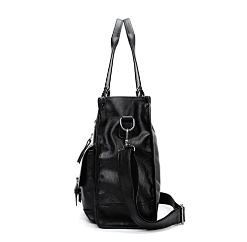 Men's Casual Briefcase Crossbody Retro Business Bag Large Capacity Handbags Black4