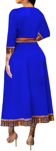 Image of VisiChenup African Print Dress for Women Casual Midi Dress