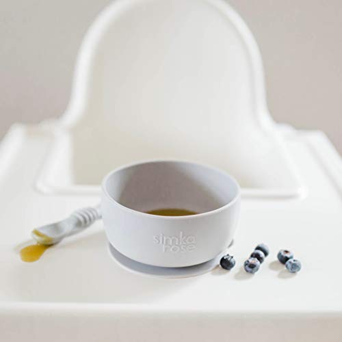 Simka Rose Baby Bowl And Spoon Set, Baby Bowls Suction For Toddler, Bpa-Free Silicone Bowls Baby, Baby Bowl And Spoon Dishwasher And Microwave Safe Baby Feeding Supplies (Grey) #TOP1