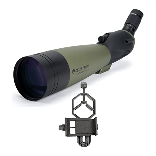 Celestron 100mm Ultima Zoom Spotting Scope with 1.25-Inch Basic Smartphone Adapter Bundle (2 items) - Celestron