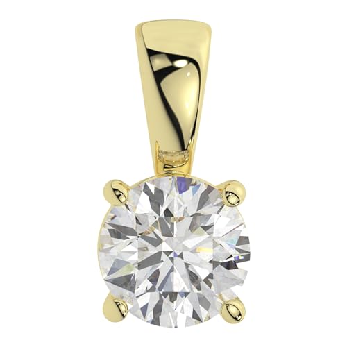 14K Solid White or Yellow Gold Lab Grown Moissanite Diamond Solitaire Pendant | Round, Emerald, Cushion Shape | Pendant Only | Made in USA2