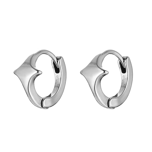 HZMAN Star Earring for Men Women Stainless Steel Simple Silver Star Hinged Hoop Earring Jewelry Gift