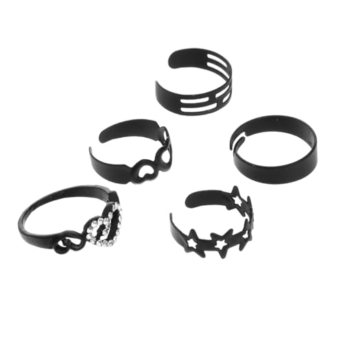 KESYOO 5pcs Set Women Finger Rings Joint Rings Women Rings Knuckle Rings Black