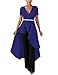 Lrady Womens V Neck Short Sleeve High Low Cocktail Party Dresses Peplum Tunic Tops Shirt Dress, Blue, 3X-Large