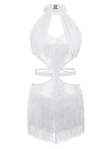 Robe danse latine femme avec franges fluides pour spectacle