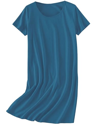 Image of Ekouaer Nightgowns for Women Cotton Sleepshirts Short Sleeve Nightshirt Tshirt Night Gown Casual Sleepdress Comfy Nightdress