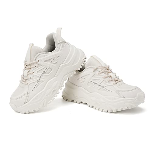 Hasina Women Walking Sneakers Casual Comfortable Breathable Lightweight Mesh Non Slip Fashion Shoes（Beige,10.5） #TOP4