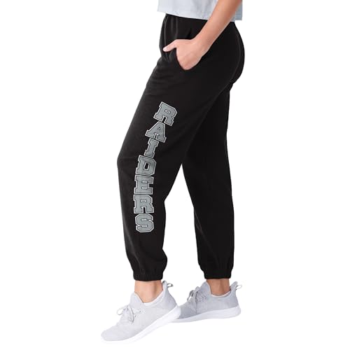 FOCO NFL Women's Officially Licensed Team Color Primary Logo Prime Time Football Sweatpants Joggers Pants (Las Vegas Raiders - Black - Small)