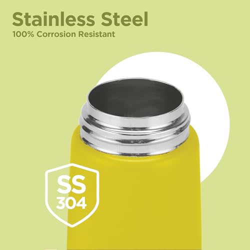 Image of Milton Insulated Spout Sipper Thermosteel Vacuum Insulated Water Bottle with Spout Lid and Straw, 300 ml, Easy Grip, Leak Proof, Hot & Cold, Bottle for Kids, School, Travel, ISI Certified, Yellow