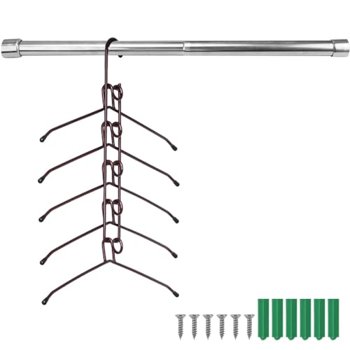 LINTRA Barra de Armario para Colgar Ropa, 31-51 cm Barra Armario Extensible sin Taladro, Acero Inoxidable Barras de Ropa Plateada, Incluye Tubos de Expansión y Tornillos, para Doméstico y de Viaje