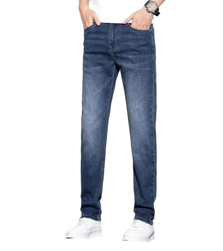 Men's high-Waisted, Extended-Length Slimming Stretch Jeans, Slim Straight-Leg Jeans.