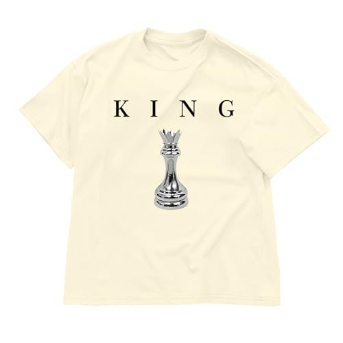Image of Boys Graphic Tee King Chess Printed T-Shirt Kids Cool Designer Shirts Short Sleeve Shirt Clothes for Teen Boy Trendy
