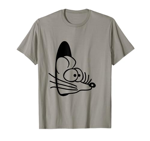 Ratón mira fuera de la pared agujero lindo divertido cómic dibujos animados divertido Camiseta