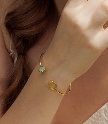 OZEL – Women’s Gold Cuff Bracelets – 18K Gold Plated Textured Bangles with Multi-Color Crystal & Rhinestone Accents – Layered Stacking Jewelry2