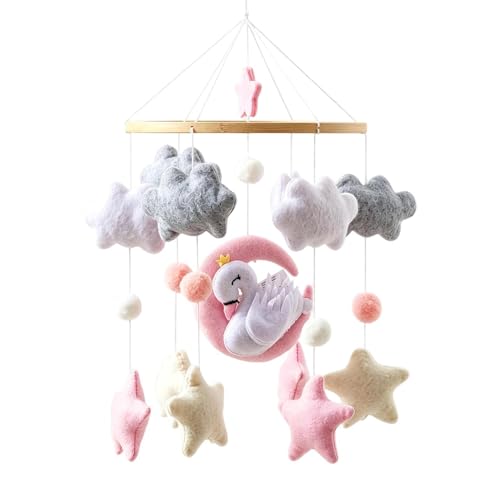 Image of Bassinet Mobile - Sensory Rotating Soft Toys - Cloud Star Mobiles Nursery Decor,for Home Bedroom Living Room Sleeping Birthday Holiday Party Favors