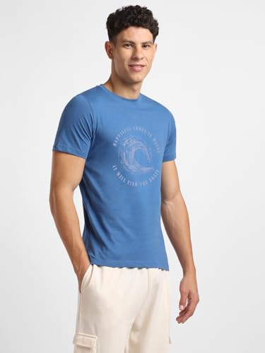 Image of Nobero 100% Cotton T Shirts for Men Stylish | Regular Fit | Graphic Printed T Shirts for Men 180 GSM Combed Cotton | Round Neck Half Sleeve