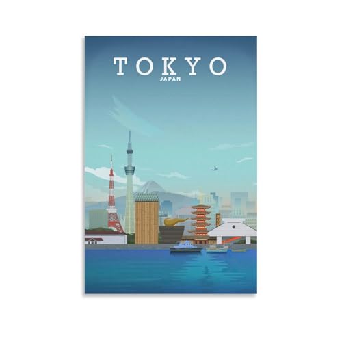 Fbaoda Póster de viaje Vitger de Tokio Japón, lienzo artístico para pared, habitación, casa, dormitorio, oficina, pósteres, impresiones artísticas para pared, decoración rústica para el hogar, 12 x 18