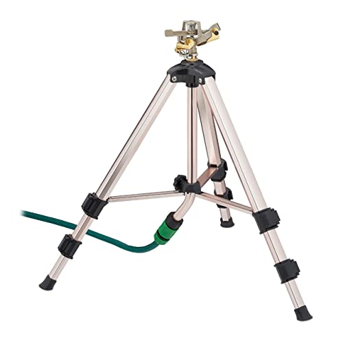 Relaxdays Arroseur Jardin sur trépied, portée Max. 9m, asperseur oscillant, Angle Jet 0-360°,...