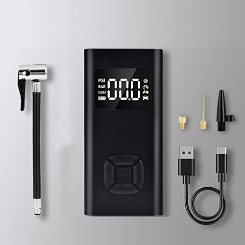 Tire Inflator Portable,Car Tire Air Compressor [Cordless & Strong Power]6000mAh, Air Pump [Fast Inflation 150PSI]. LCD Light, for Car, Bicycle, Motorcycle, Various Balls, Swimming Laps-Motor Ball