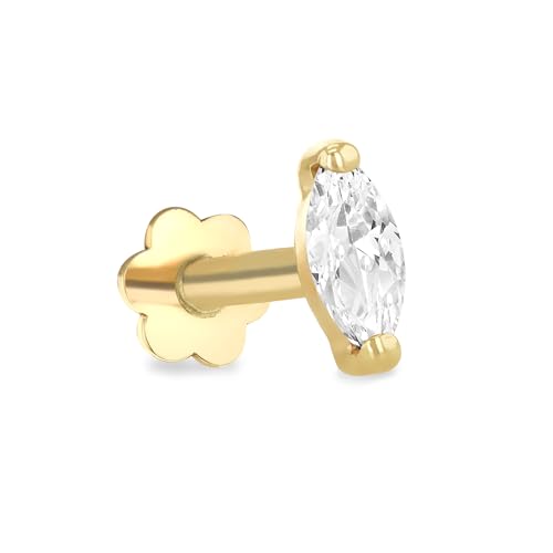 Labret Marquise CZ en Or Jaune 9 ct Carissima pour Femme Piercing Oreille et Lèvre