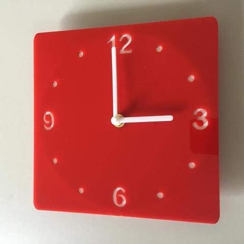 Super Cool Creations Red Shatterproof Square Wall Clock 21Cm