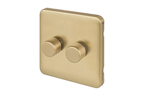 Schneider Electric GGBL6022CSBS Lisse Screwless Deco Uni Dimmer 2G 2way 250W/VA SB, 250 W, 240 V, Satin Brass
