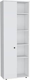 Pemberly Row Multistorage Kitchen Pantry, 10 Compartments, Laminated Particle Board, White Finish, Modern Design, Open and Closed Storage for Cooking Essentials, Condiments, Containers, Versatile