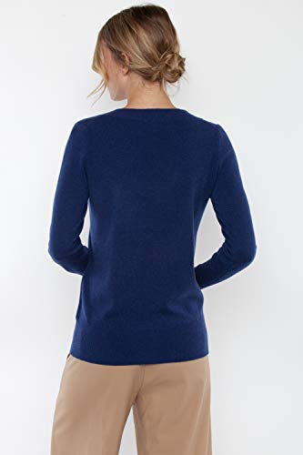 Image of JENNIE LIU Women's 100% Pure Cashmere Long Sleeve Ava V Neck Pullover Sweater