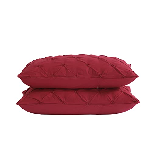 Vaulia Lightweight Soft Microfiber Pintuck Pillow Shams, Well Crafted Pinch Pleat, Queen Size (20X30) Dark Red 2-Pack #TOP11