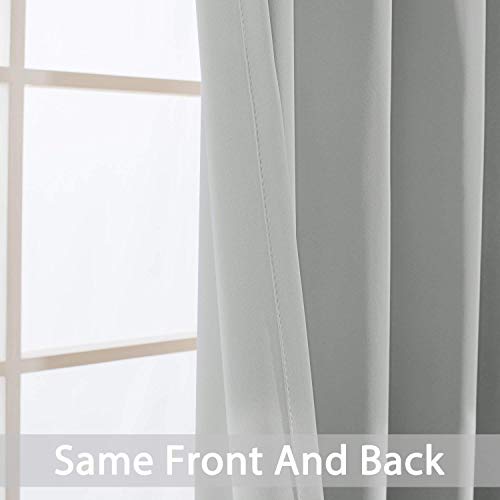Yakamok Room Darkening Grommet Window Drapes Thermal Insulated Light Blocking Light Grey Blackout Curtains for Bedroom(52Wx96L,Light Gray,2 Panels)