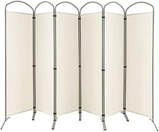 CASART 4/6 Panel Room Divider, Foldable Privacy Screen, Freestanding Partition Screens for Bedroom Living Room Office Garden (6 Panels: 331 x 188cm, White)