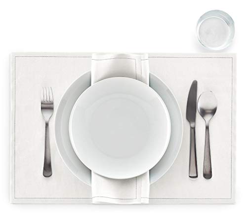 MY DRAP Washable and Reusable Cloth Placemats - 17.7 x 12.6 Inches (12 Rolls, Cotton Cream)